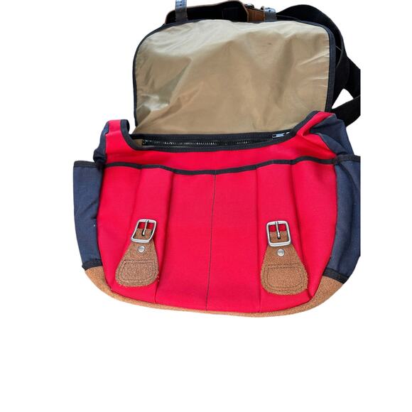 J.Crew Billykirk Red Navy Rugged Work Commute Career Casual Messenger Bag - Picture 5 of 13